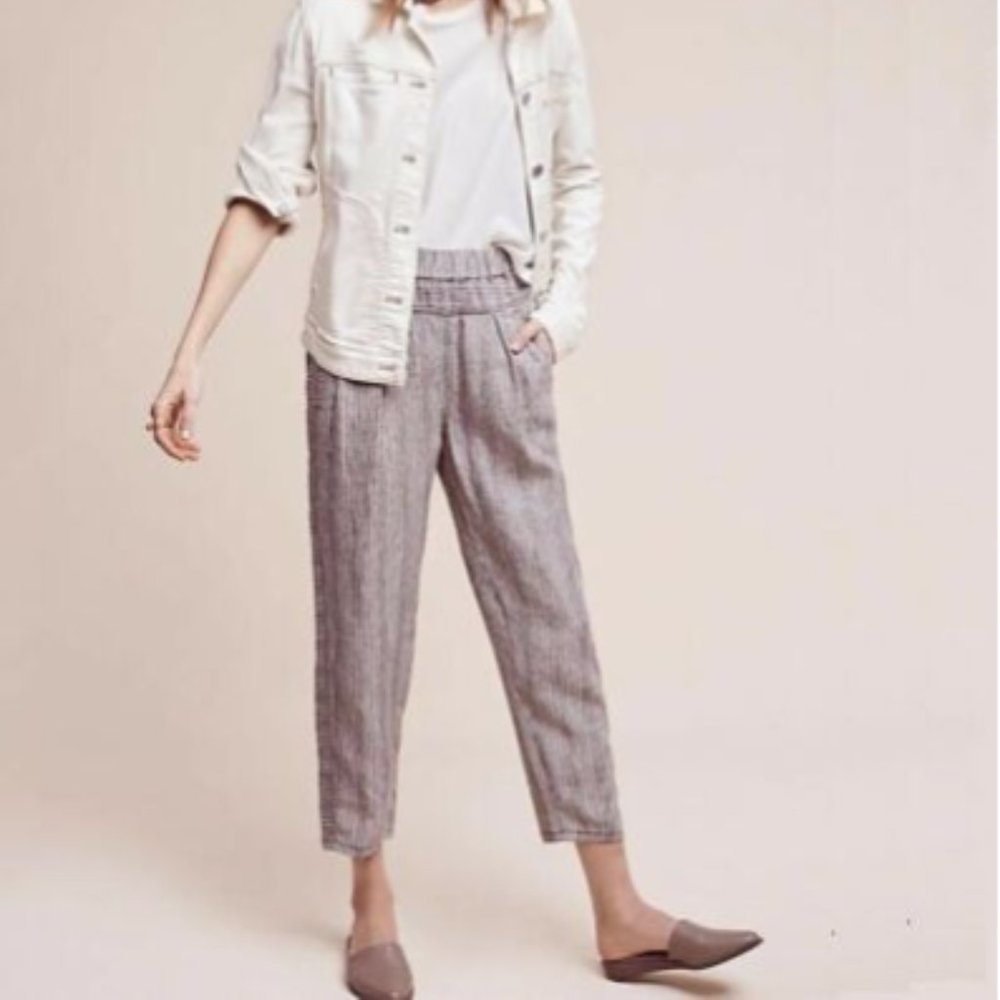 NWOT Anthropologie Hei Hei Linen Coral & Cream Pants